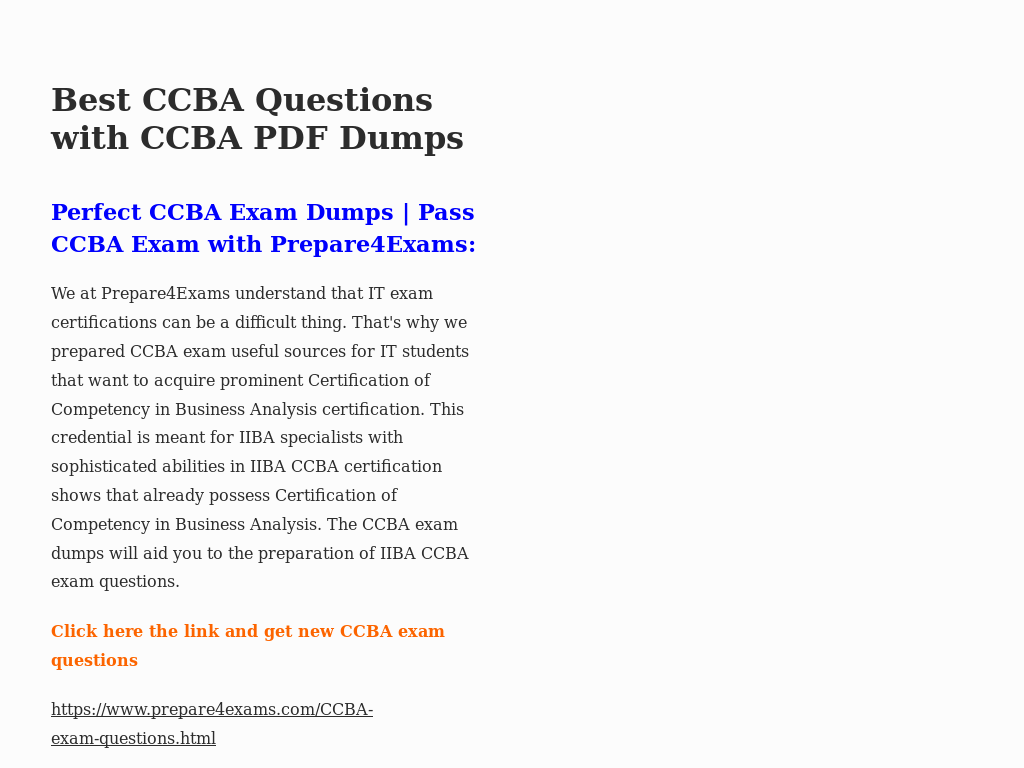 Reliable CCBA Exam Materials